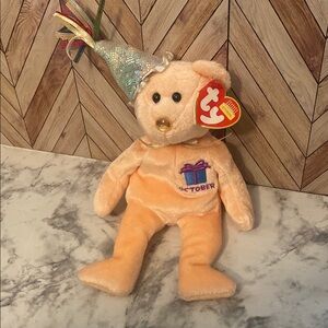 TY Beanie Babies October Bear with Party Hat